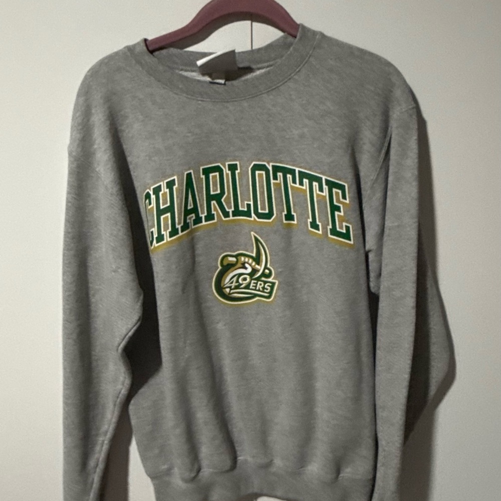 Champion Gray Charlotte 49ers Crewneck Sweater